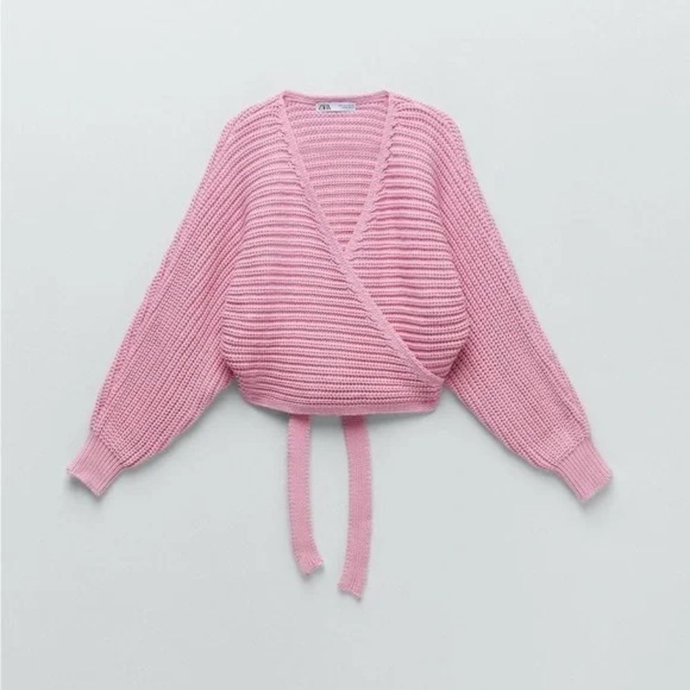 Zara Pink Knit Wrap Sweater size Medium